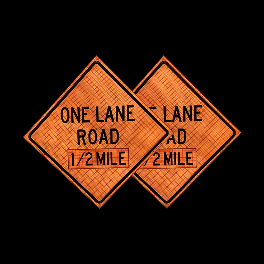 48 Inch Reflective One Lane Road 1/2 Mile Roll Up Traffic Sign - 